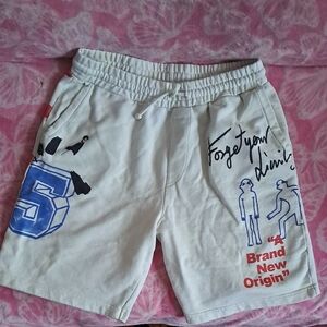 Zara White Graphic Men’s Drawstring Athletic Shorts